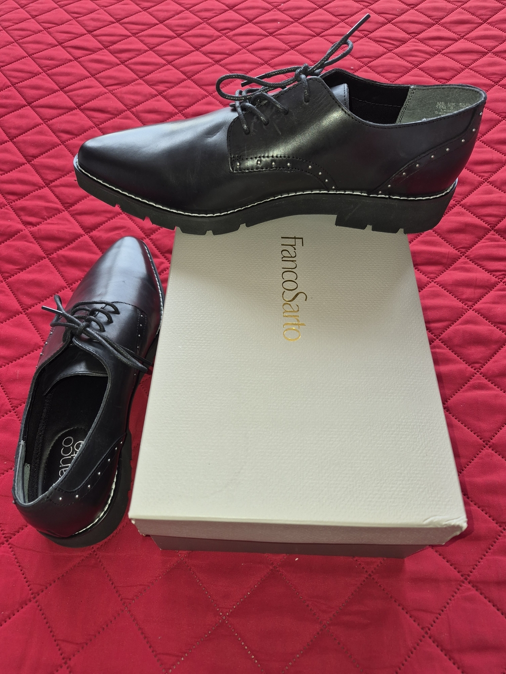 Franco Sarto Black Leather Lace-Up Dress Shoes (L-Devoted), BNIB, never worn
